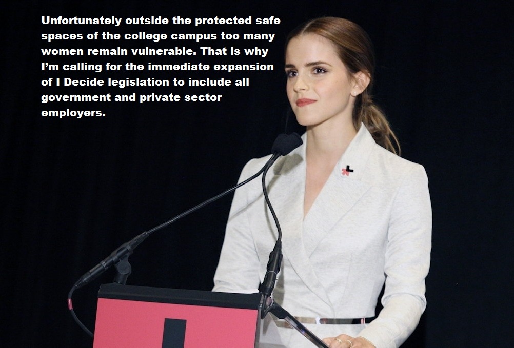 Emma Watson speaking at womenâ€™s rights conference promoting the expansion