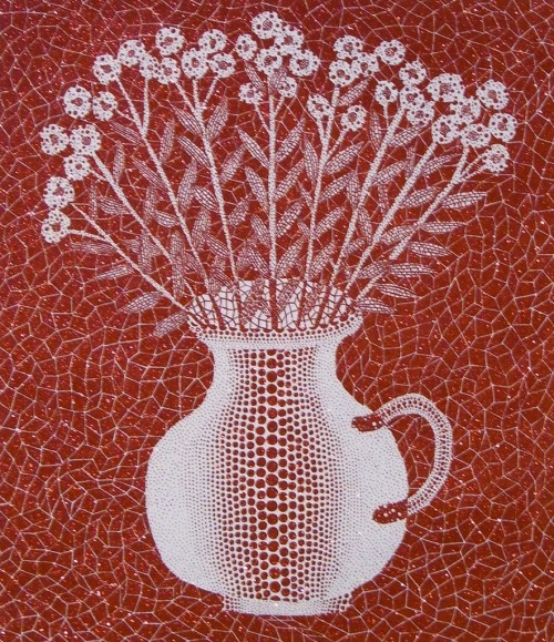tocadosporlasflores: Yayoi Kusama (Japón, 1929)Flowers - 1985Sreenprint, Lame53 x 45 cm &laqu
