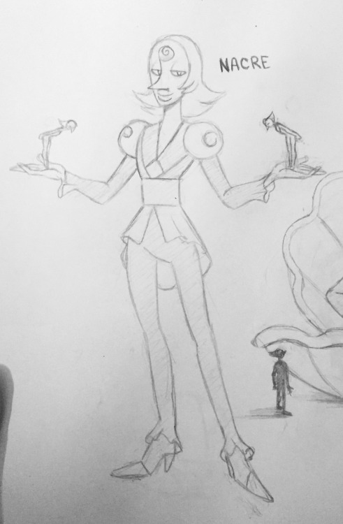 s3tok41b4:  artemispanthar has been talking about the Nacre “Mother of Pearl” theory lately and I just adore it, of course I had to draw up my own interpretation of her. Can’t color it sadly, my laptop is not cooperating with me again. ;n;  She’s