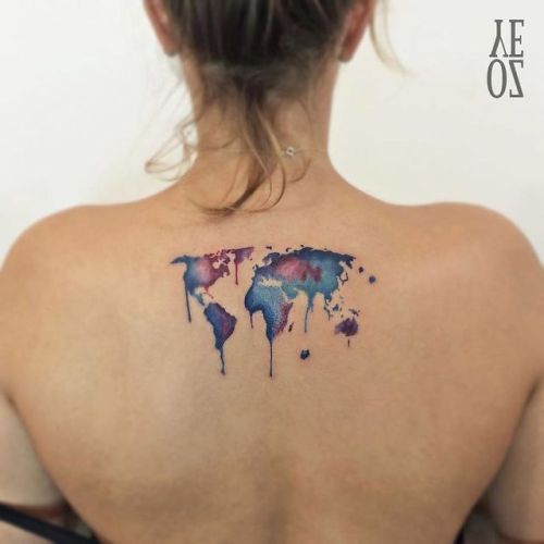 Colorful World Tattoo. 