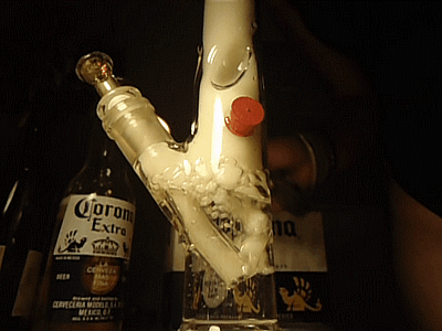 comfortably-lobotomized:  Off work. Chillin’ with my babe, brew, and bong.
