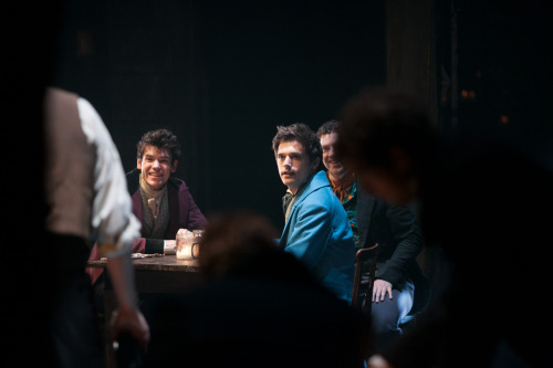 Chris McCarrell, Andy Mientus and Max Quinlan in the Students’ ABC Cafe. Photo by maxgordonphotograp