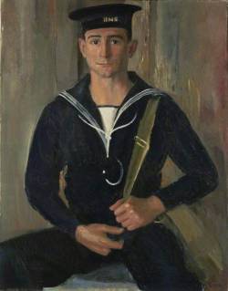 blastedheath:  Raymond Coxon (English, 1896-1997), Ordinary Seaman H. V. Cronyn, GM, RNVR, of HMS ‘Mallard’, 1943. Oil on canvas, 80.3 x 62.8 cm. Imperial War Museums. 