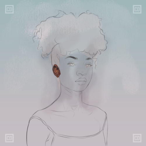 controlled-khaos: I love the sketch of this just as much as the finish painting. Natural hair always