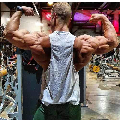 officialbisandtris:@wesleyvissers displaying a set of crazy shoulders in a back double biceps.#4Week