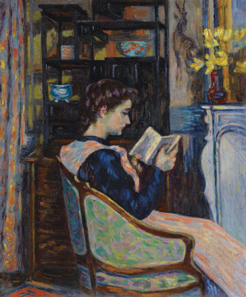 “Mademoiselle Guillaumin Reading,” Armand Guillaumin, 1907.