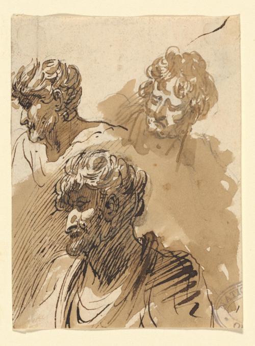 Studies of male heads by Richard WestallEnglish, 18th or 19th centurybrown ink and wash, with graphi