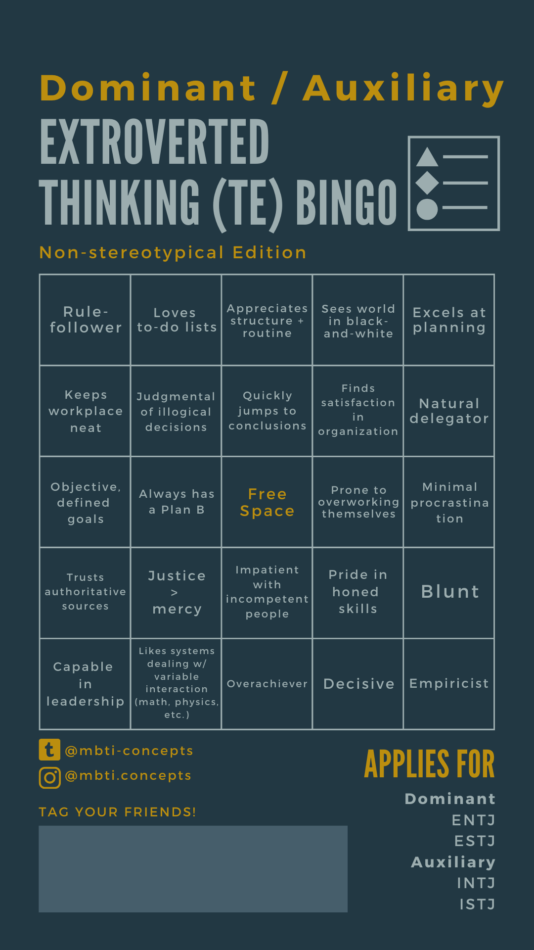 Bingo Series - INTJ bingo!