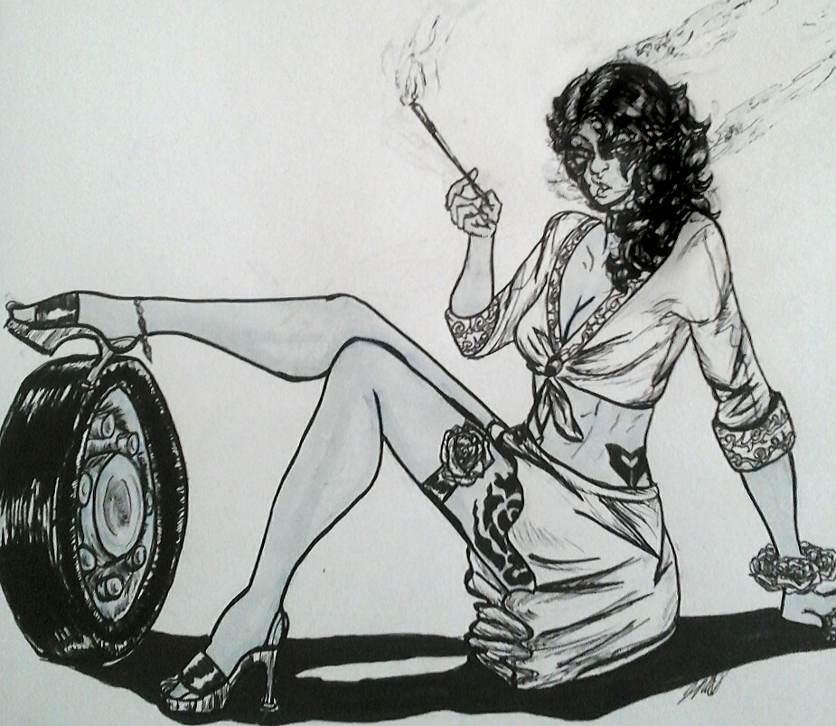 Pin up girl Cinder that Ima put in my bros art show :)