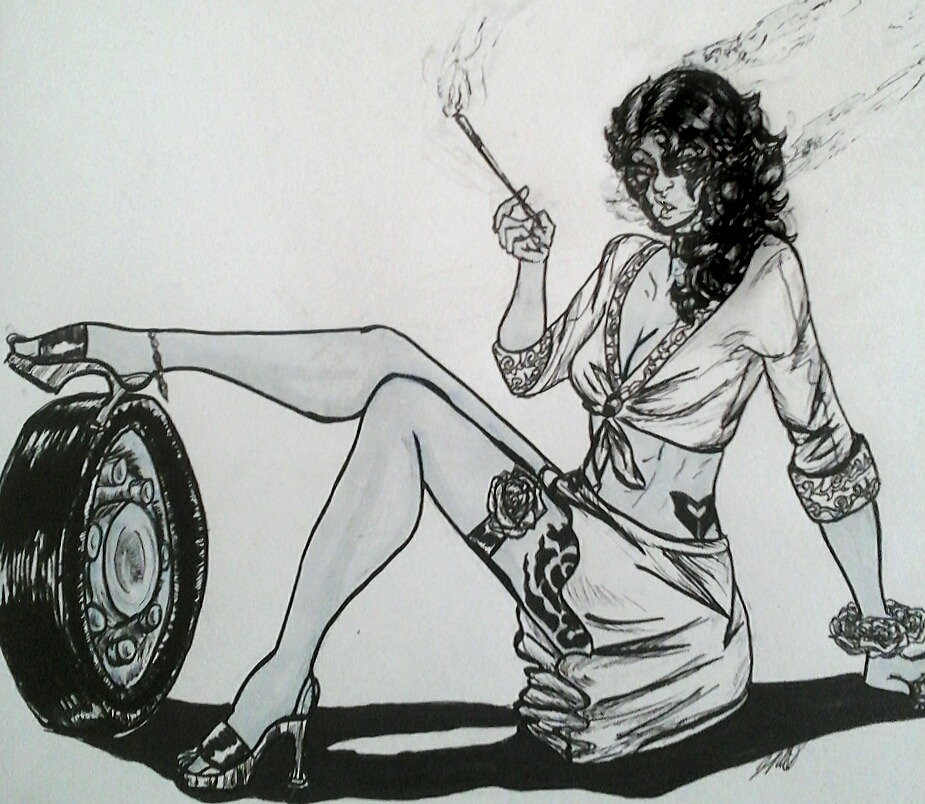 xekstrin:  jen-iii:  Pin up girl Cinder that Ima put in my bros art show :)  I SEE