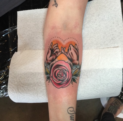 fuckyeahtattoos:  Still super swollen but Sarah de Azevedo is amazing.  @sheerserror on Instagram!  Oni tattoo gallery Slc, UT