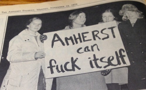 megafaunatic:Smith College students protesting Amherst misogyny in the 1970s. (The Amherst Student)