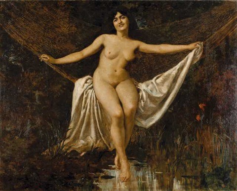 Augusto Ballerini (1857–1897)Desnudo en el jardín