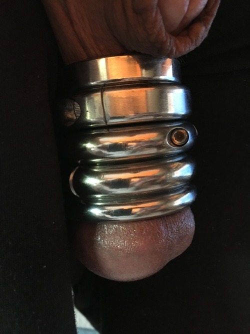 mysticgaycumshot: my new rings on my balls! i love the steel!