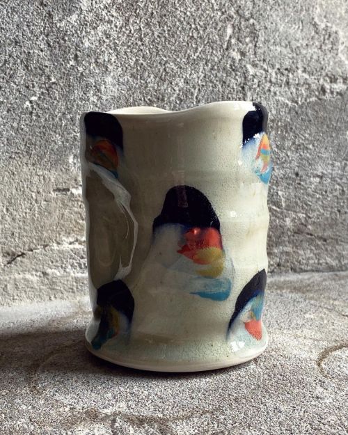 The kiln is still cooling but I pulled this cup out for a sneak peek! #pottery #fresh #hot #pots #yu