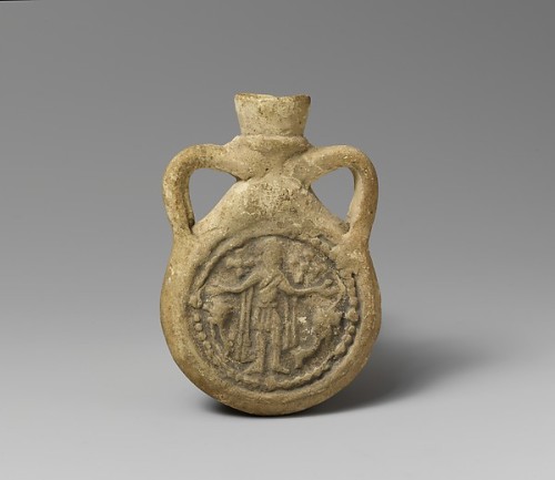 ancientpeoples:  Ampullae (pilgrim flasks) of St. Menas From Abu Mena, Coptic Egypt, ca. 4th century