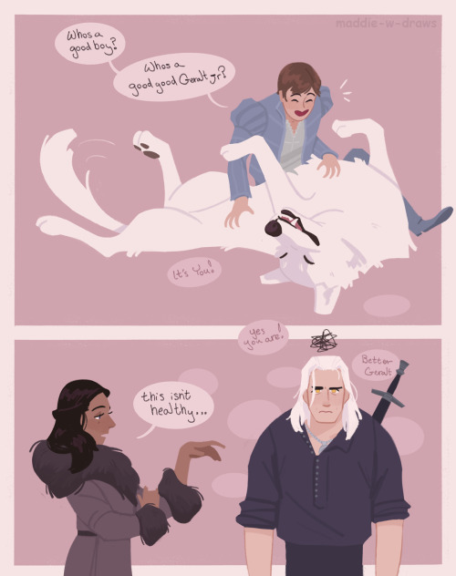 maddie-w-draws:Part2 of Jaskier finds a wolf