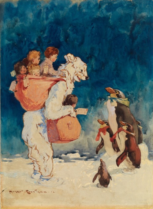 Penguin Greeting.1916. Little Folks magazine. Harry Rountree.