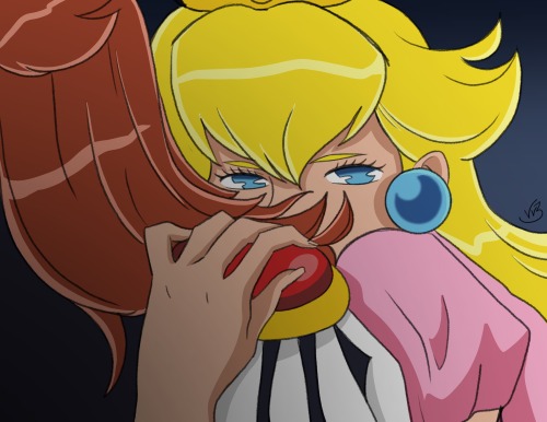 crookedlykawaiibunny:  I’m back on my AU shite again. This time with Princess Peach and Daisy as Anthy and Utena from Revolutionary girl Utena! I made a lot of pics of them. Also Rosalina, Pauline, and captain syrup made an appearance as well (1/3)