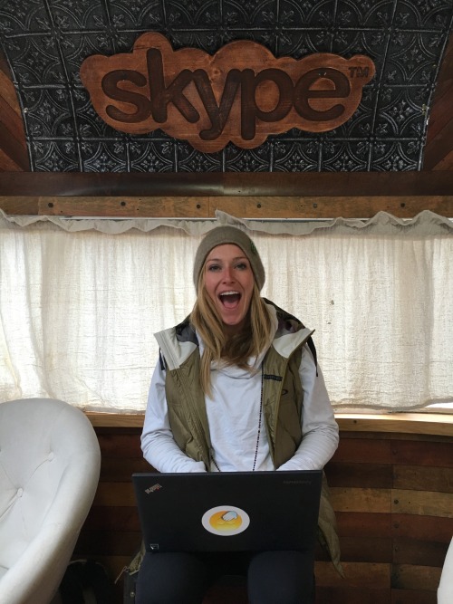 Jamie Anderson rocks our Skype group chat with her exuberant passion. Hang with us in Aspen, add XGa