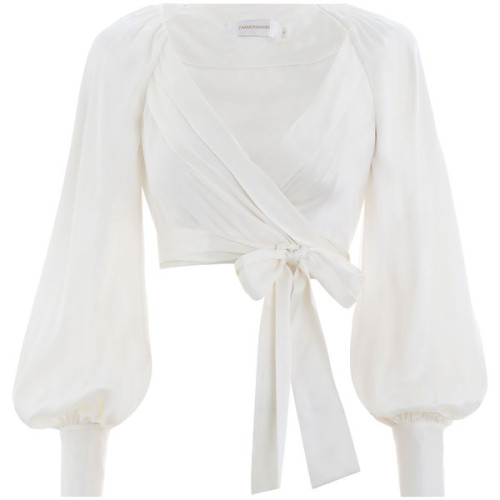 ZIMMERMANN Wrap Blouse ❤ liked on Polyvore (see more cropped shirts)