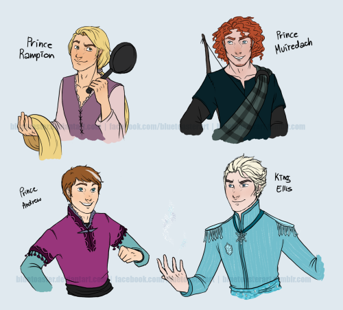 bluetoasterart:I decided to make my own Disney princess genderbends :)Some may not look anything lik