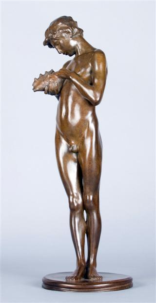 Bernardo Balestrieri ( Palermo 1884 - 1965) NUDE BOY HOLDING A SHELL, 1910-1930 Dimensions