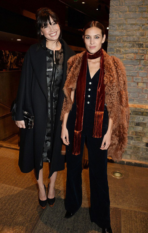 Alexa Chung attends the Charlotte Olympia Fall 16 catwalk show at The Roundhouse on February 19, 2016 in London, England.