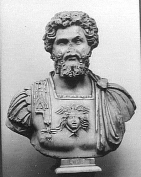 hismarmorealcalm:Portrait bust of Septimius Severus  Found in the caldarium of the Terme di Nettuno 