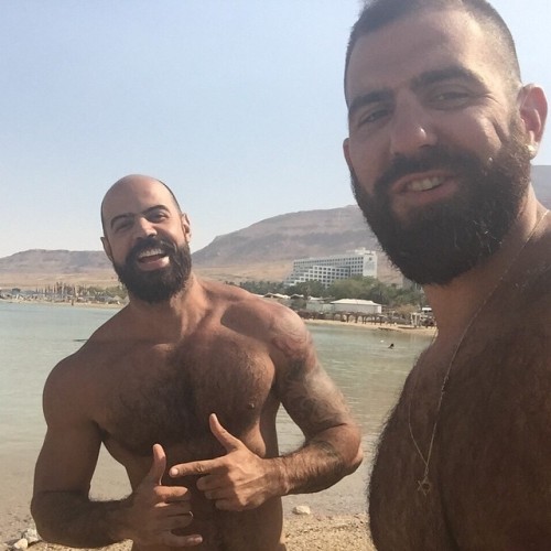 beardburnme:  “Dead Sea with @seroya ☀️” by @leo_castro on Instagram http://ift.tt/1FC6czg