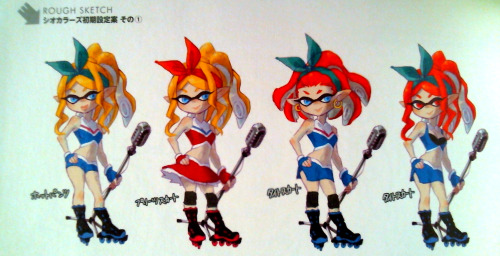 asktheseastars:  ((Guess who got the Splatoon Artbook! Sorry for the bad webcam quality. The book is in Japanese so I don’t understand much of it. Feel free to translate!)) ((Some snapshots of what looks like either Callie and Marie concepts or other