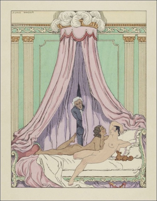 Illustrations by George Barbier fromLA DOUBLE MAÎTRESSE, by Henri de Régnier (1928).