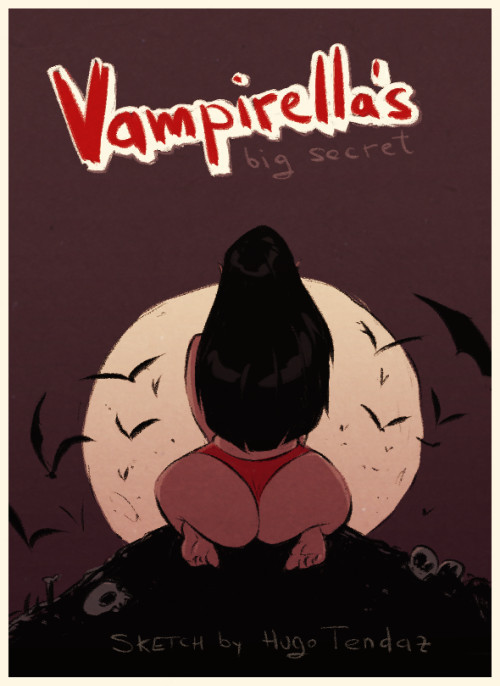   Vampirella&rsquo;s Big Secret - Cartoon PinUp Sketch  Some secrets are just
