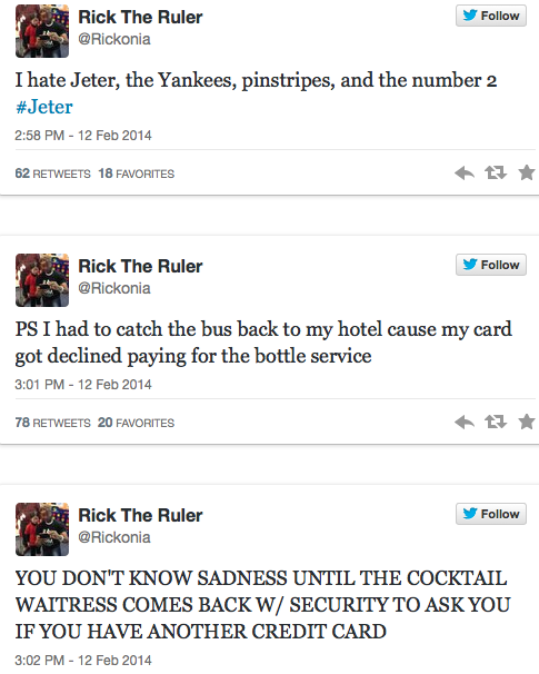yarapah-ban-yasharahla:  youngprinceofzamunda:  Follow for more funny posts  Dereck Jeter stole his bitch  I’M CRYING 