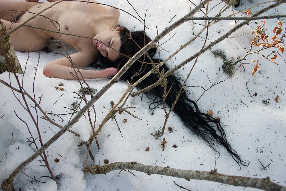 barefoot in snow