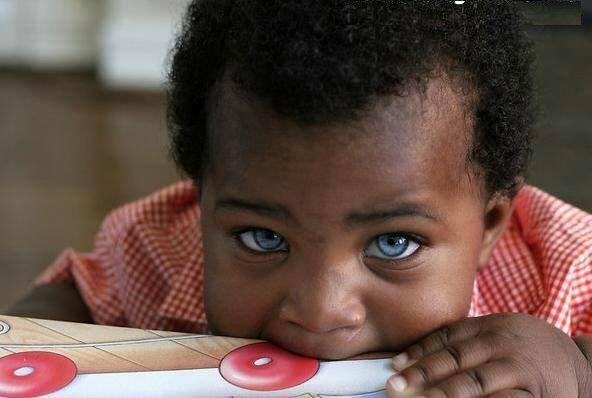 Black babies with blue eyes