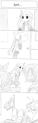yurimustache:  Source: 悠yu Translated by me. Tumblr keeps making the quality bad. D:  Miku misses Luka… a little. :) 