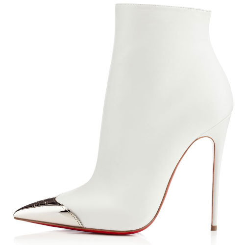 Sale red bottom heels-Calamijane 120mm booty white leather