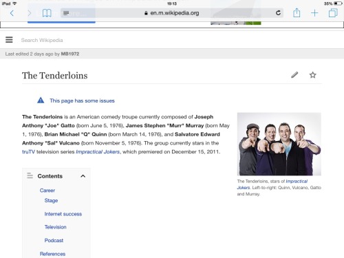 laugh-dont-cry:Hahaha yes they do have issues, Wikipedia…yes they do Hahahahaaaaa thetenderloins the