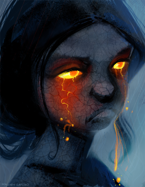 My version of Pele, the Volcano Goddess, for Sketch_Dailies. The tears of Pele T_T.