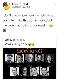 oceanrayyclark:  Disney is coming thru!!! 🔥🔥🔥 ✊🏾  P.S. Can’t even lie, as soon as I saw Seth Rogan, I already knew he was playing Pumbaa 💀