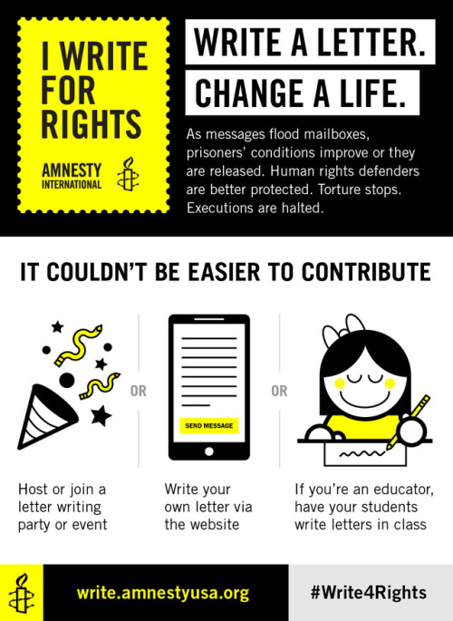 amnestyusa:You have the power to change a life. It’s all in your pen. Join us for this year’s #Write