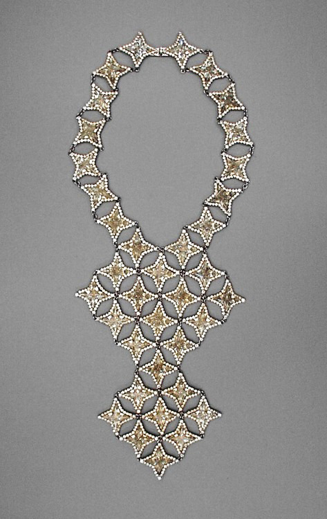 William de Lillo, Necklace, 1971. Crystal stars, faux diamonds, silver plated brass. USA. Via LACMA.