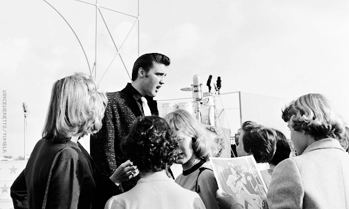 vinceveretts:  Elvis Presley with fans on the deck of the USS Hancock aircraft carrier, San Diego, April 3, 1956. 