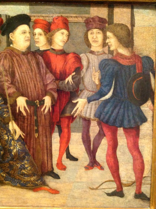 Marco Zoppo, Fragment from a Cassone Panel, “Shooting at Father’s Corpse,” c. 1462