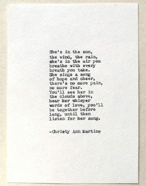 christyannmartine: The She’s in the Sun sympathy poem is available in my Etsy shop:www