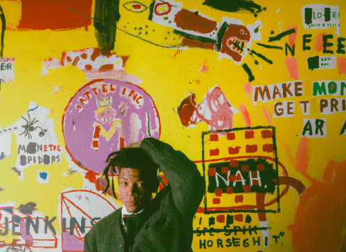 Visawashere: Strappedarchives:    Jean-Michel Basquiat In Front Of One Of His Painting