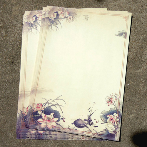 inkjadestudio:Chinese painting style letter-writing paper from古风联盟礼品店I have the lotus paper and I ca
