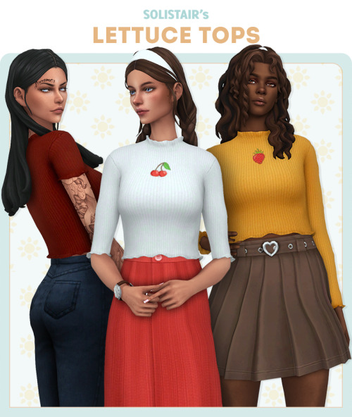 solistair:Lettuce TopsMy patreons have voted! Ribbed and frill-edged these three tops are a both cas