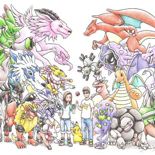itsbirdyart:  One in the same. (itsbirdyart.deviantart.com) #Digimon #Pokémon #Illustration
